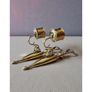 Vintage Brass Candle Sconces - Hollywood Regency Teardrop Finial, Made in Korea